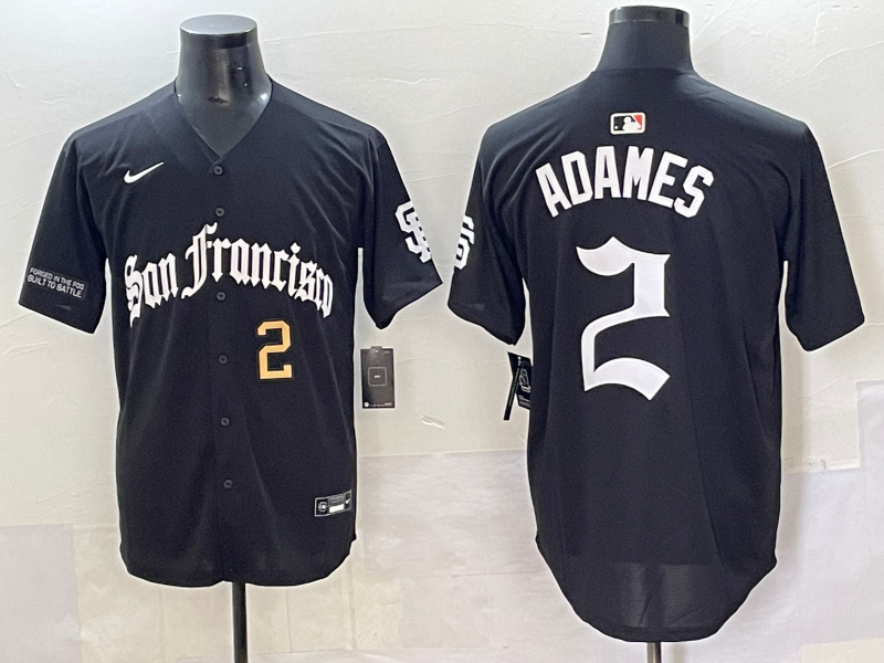 Men 2025 San Francisco Giants #2 Adames Black Five generations Joint Name Nike MLB Jersey style 7->san francisco giants->MLB Jersey